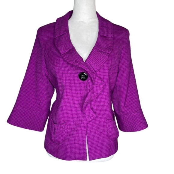 Mary Kay Jackets & Blazers - Mary Kay Consultant Women's Blazer Purple Tweed Wool 3/4 Sleeve Jacket 16